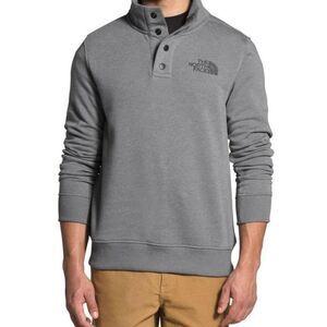 The North Face 1/4 Snap Long Sleeve Gray Pullover Logo Sweatshirt. Medium.